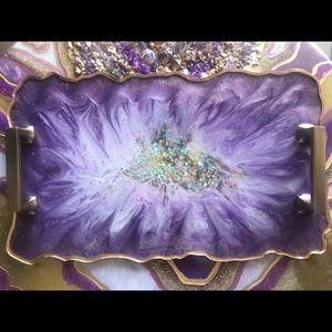Coffee tray  , purple Gold , size 13.5”/8”